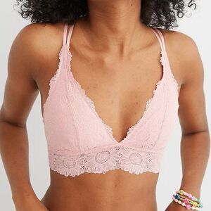 NWT Aerie ANYTIME Sunflower Lace Padded Plunge Bralette Womens Size X-La…